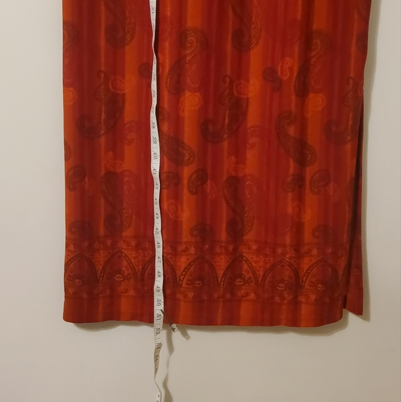 Liz Claiborn Orange/Burgundy Paisley Print Sleevelss Lined Blend Long Maxi Dress - Picture 4 of 10